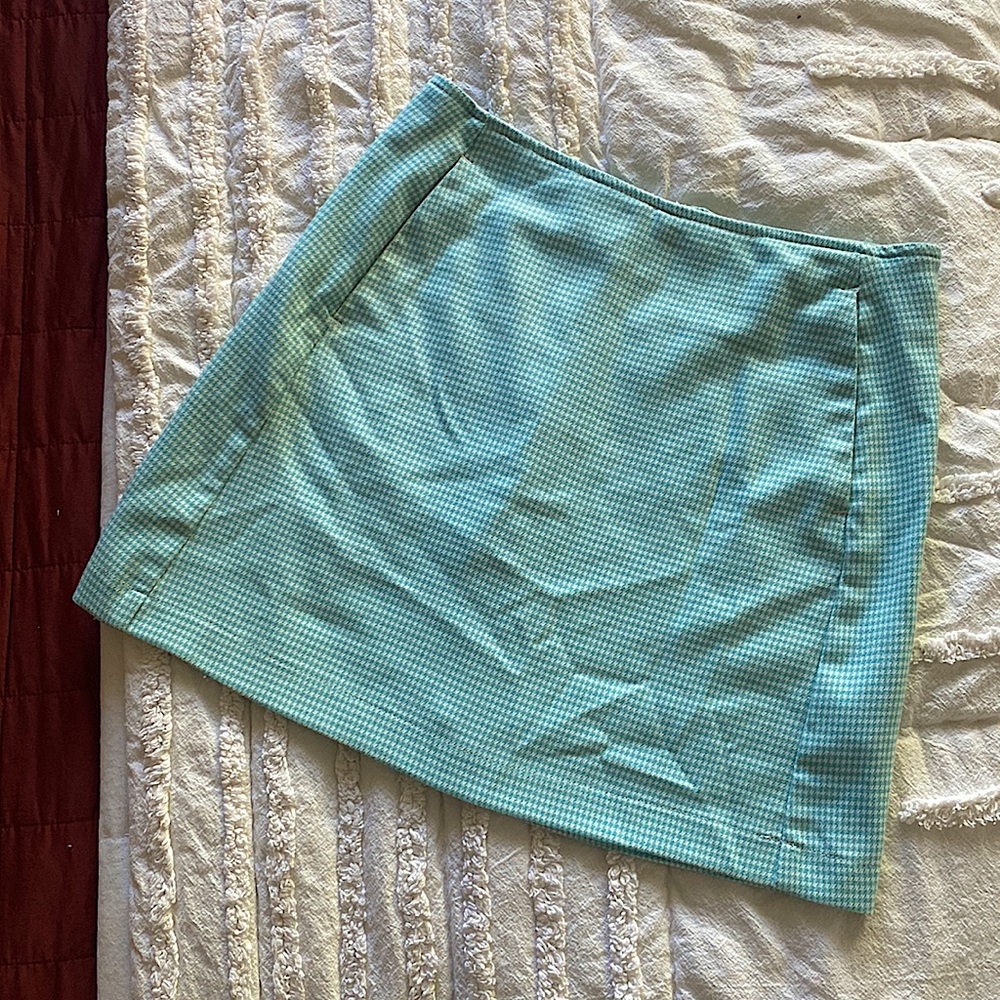 Urban Outfitters Light Blue Herringbone Mini Skirt